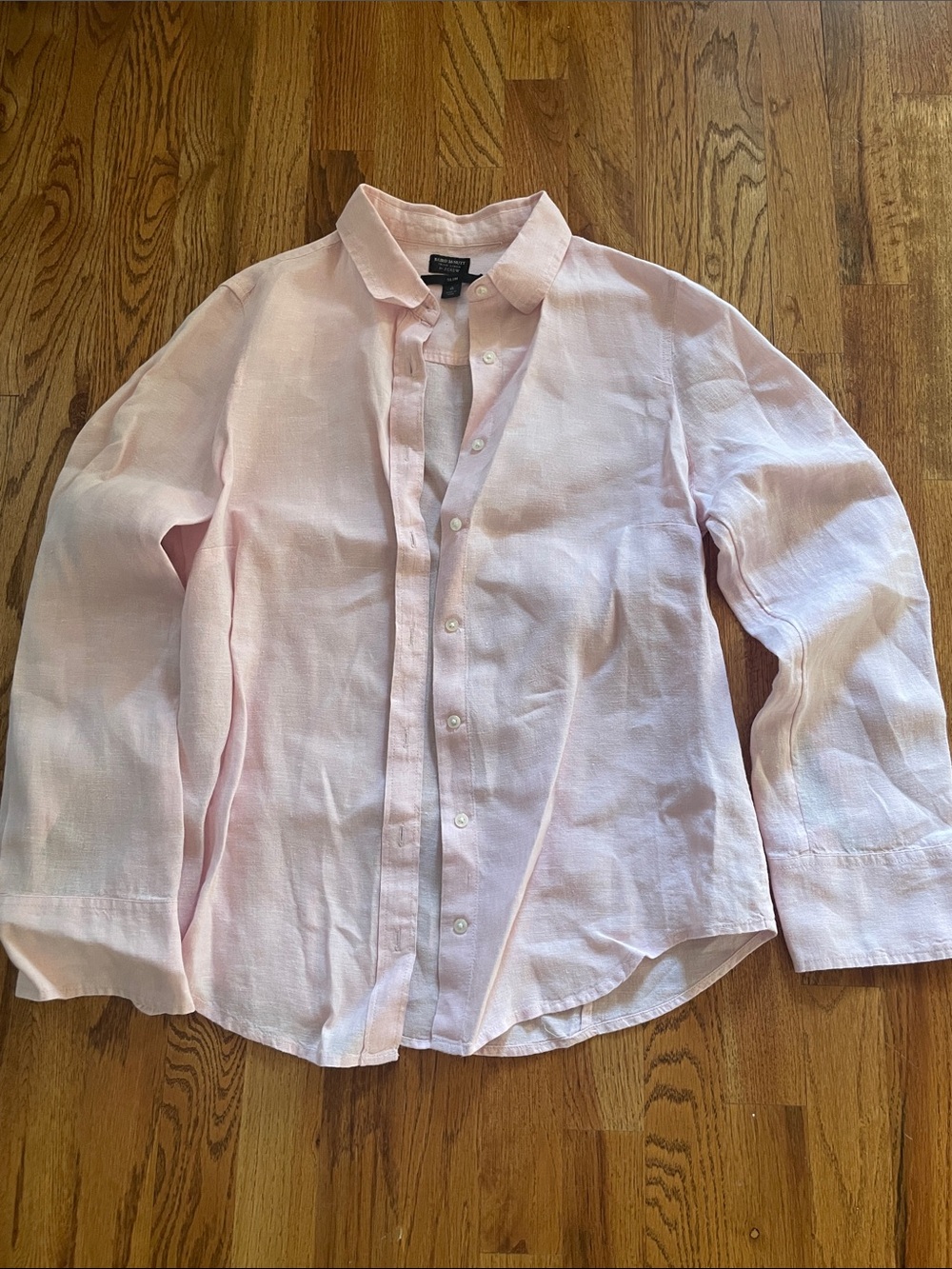 JCrew Light Pink Women’s Irish Linen Button-Up Shirt slim 6